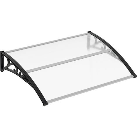 Wolketon Vordach Haustür 120×100 cm – Pultbogenvordach mit Polycarbonat-Dach & robusten ABS-Stützarmen