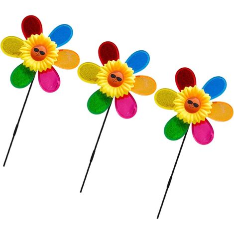 3 Piezas Molino De Viento De Girasol Decoración Molinetes De Jardín Hilanderos De Viento Pasador Juguete De Molino De Viento para Molinos De Viento El Plastico Vistoso (1/4)