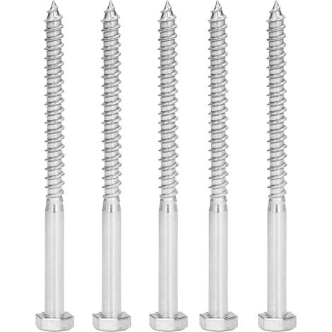 25 vis à bois auto-perçantes DIN571 acier inox A2-70 filet à mi-carotte M6x90mm pour charpente et maison ossature bois (1/5)