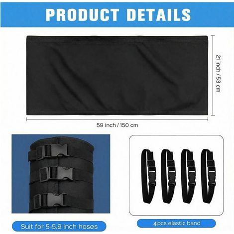 Housse isolante pour tuyau évacuation clim portable 150 cm, avec sangles fermeture, diamètre 150 cm noir (1/5)