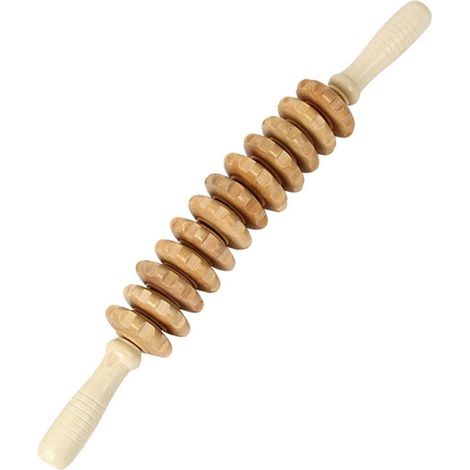 GROOFOO Masseur Anti-cellulite En Bois, Rouleau Masseur Courbé Pour Tout Le Corps Favorise La Circulation, 12 Roues Détachables, Soulagement De La Douleur Musculaire Et Relaxation(Couleur Unie) (1/5)