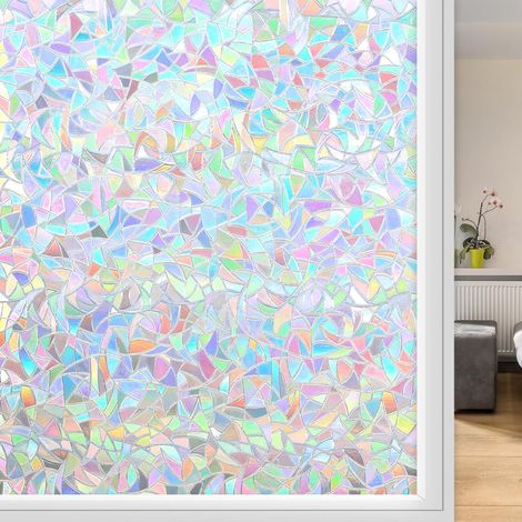 Film Autocollant pour Vitrage Effet Vitrail, Film pour Fenêtre Arc-en-Ciel Autocollant, Film De Protection pour la Vie Privée en Vinyle pour Salle De Bain - 30x200cm (1/5)