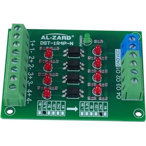Carte D'isolation D'optocoupleur,Carte de Conversion de Tension de Niveau de Signal PLC 3.3V À 24V 4 Canaux pour L'isolation de Signal (1/5)
