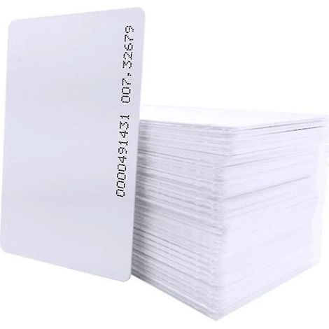 Lot de 100 cartes à puce RFID de proximité 125 kHz TK4100 pour système de contrôle d'accès et de pointage (carte blanche en PVC). (1/5)