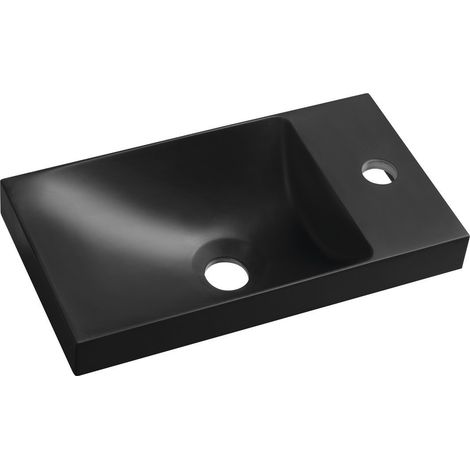 Sapho - Lave-mains 40x22 mm, sans trop-plein, trou pour robinetterie, noir AS400B (1/4)