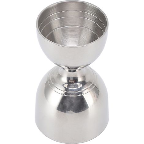 Doseur à cocktail 30/60 ml en acier inoxydable durable et de haute précision, à large ouverture, pour liqueurs à cocktail. Couleur argent classique. (1/5)