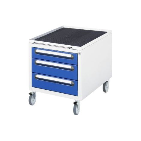 Schubladenschrank H480xB600xT540mm lichtgrau/enzianblau 3 Schubladen fahrbar RAU (1/2)
