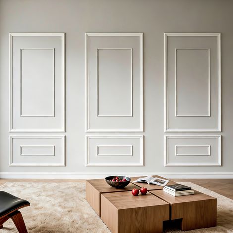 VEVOR Wandform-Set, 3er-Set, 45,97x78,99cm & 78,99x138,18cm Stuckleiste mit zweifach gerilltem, breitem & schmalem Profil, lackierbares Polystyrol, Zierleiste für Wohnzimmer & Schlafzimmer, Weiß (1/5)