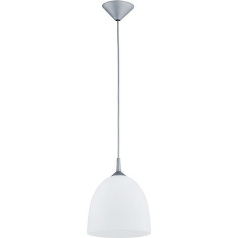 Alfa DAWID Grey/Aluminium Pendant Ceiling Lamp with White Glass Shade 23cm, Adjustable Drop 120cm, 1xE27 Socket (Max 15W), Dimmable Modern Hanging Light (1/3)