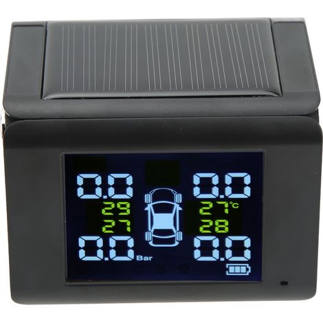 Système de surveillance de la pression des pneus sans fil avec 4 capteurs externes, écran LCD et alarme sonore pour voiture, camion et camping-car. (1/5)