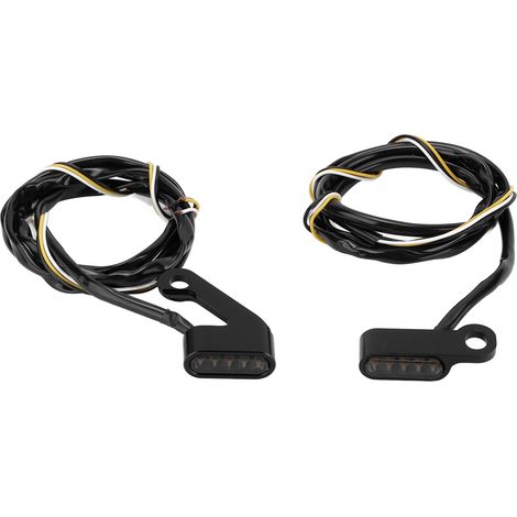2PCS Feux Clignotants LED d'Angle Mini pour Moto, Alliage Aluminium Antirouille, Coque Noire Miroir Noir, Accessoire Moto (1/5)