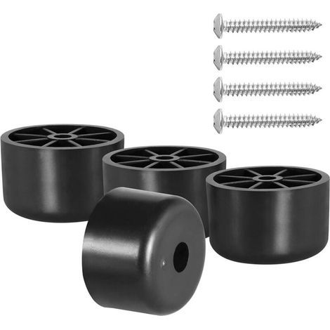 Pieds de meubles en plastique noir de 2,5 cm de haut, ronds et coniques, à visser, pour canapés et tables, lot de 4 (1/4)