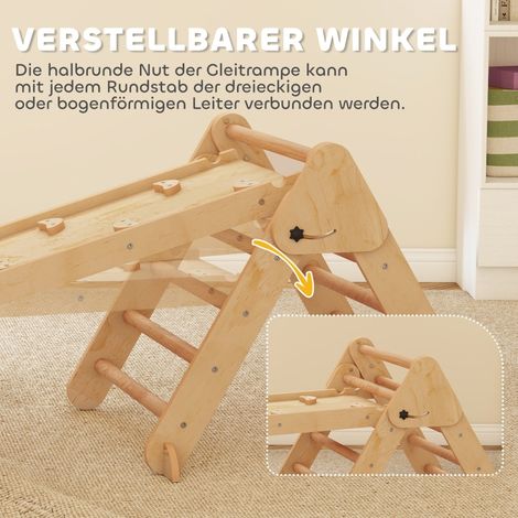 Échelle d'escalade 7-en-1 pour enfants, avec arche, triangle, rampe, mur d'escalade et toboggan, pliable en bois, adapté aux tout-petits de 18 mois à 4 ans. (1/5)