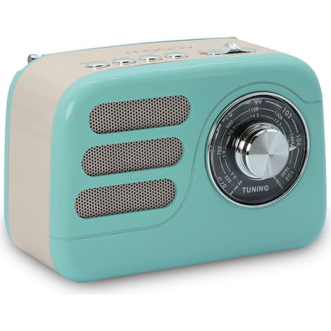 Radio Jerry vintage FM et Bluetooth avec batterie rechargeable - Turquoise (1/5)