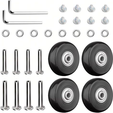 Lot de 4 Roues, 50mm x 18mm, Caoutchouc et Métal, Universel, pour Valises, Chariots et Poussettes (1/4)