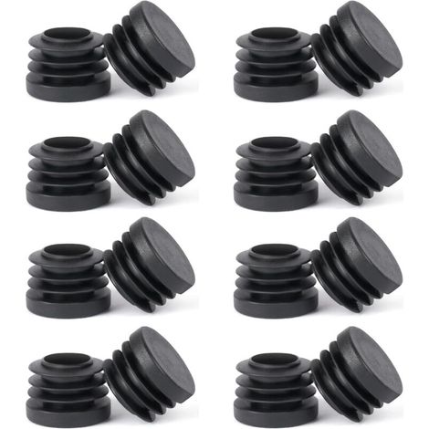 Bouchons Ronds en Plastique Noir pour Pieds de Chaise, Canapé et Table – Lot de 20, Diamètre 25 mm, Cache-Tube Antidérapant et Protecteur