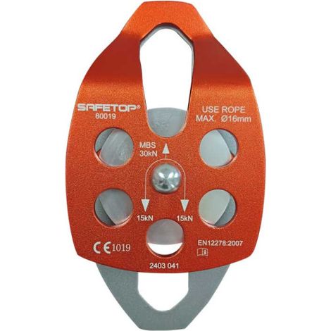 Polea doble de aluminio para cuerdas de hasta 16 mm EN 12278 SAFETOP (1/2)