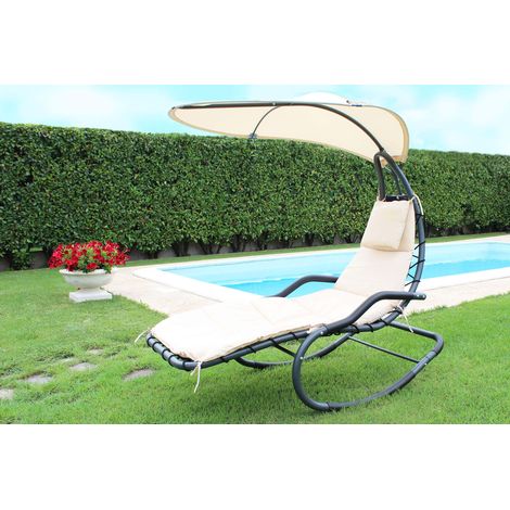 Dondolo Deckchair mit Dächern und Amalfi -Parasolen und Kissen aufgehängt (1/4)