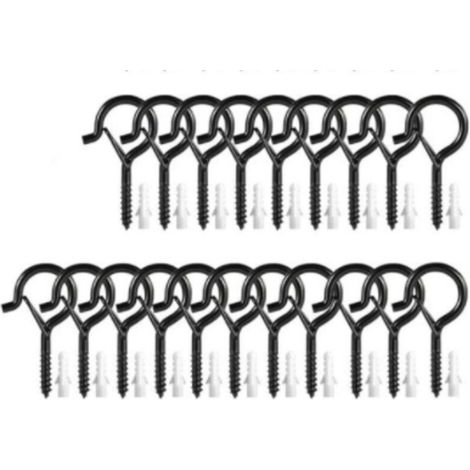 Confezione da 20 ganci a vite, neri, 4 mm x 55 mm (1/4)