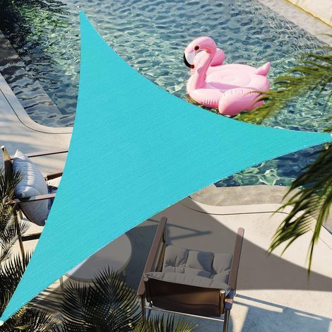 Voile d'ombrage triangulaire turquoise 3,65 mx 3,65 mx 3,65 m, tissu résistant anti-UV, fabrication sur mesure. (1/5)