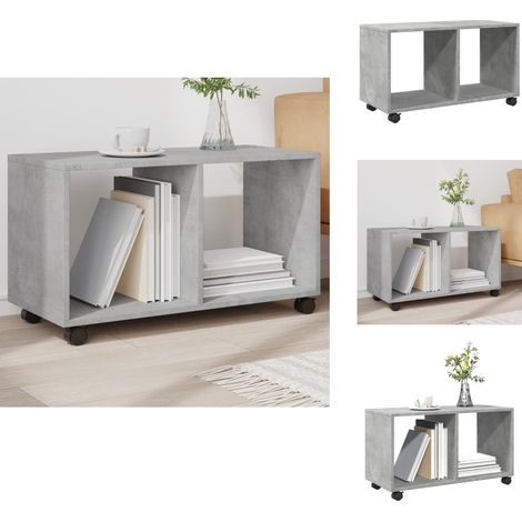 The Living Store Rollschrank Betongrau 72x33x42,5 cm Holzwerkstoff - Holzwerkstoff (1/5)