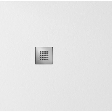 Receveur de douche carré en marbre de culture MITIA 90x90cm, blanc (1/4)