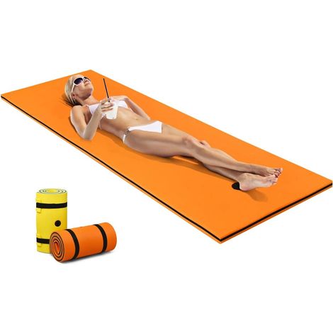 Goplus – Tapis flottant de piscine en mousse XPE 210x66cm – Résistant avec oreiller roulant – Cordon élastique 1,5m – Pour 1 personne, plage et lac (1/5)