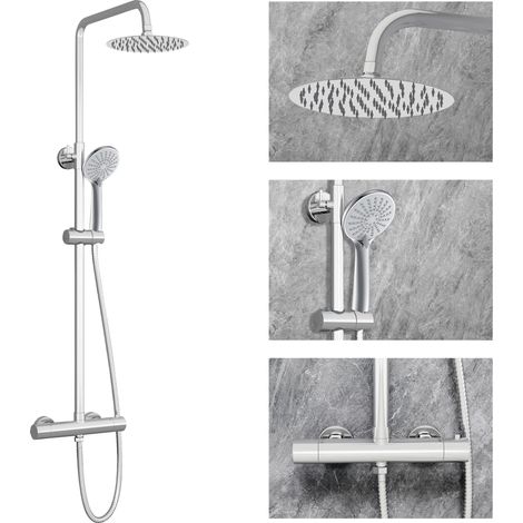 SKY Bathroom Round Thermostatic Mixer Shower Set Matte Black Exposed Twin Head Valve (1/5)