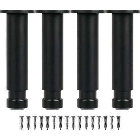 Patas ajustables para muebles en aleación de aluminio - Altura regulable, patas de repuesto de metal para mesa de centro, armario, baño, sofá, cama - Soporte robusto y duradero (Negro, 15 cm) (1/5)
