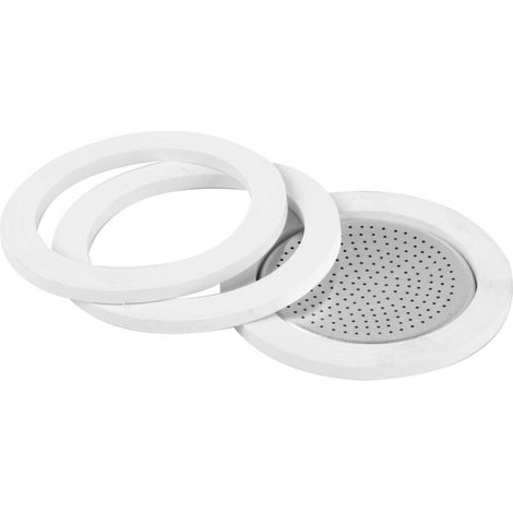 Aeternum Ricambi Caffettiera in Alluminio 3 Tazze - 2 Guarnizioni + 1 Piastrina - Made in Italy (1/3)