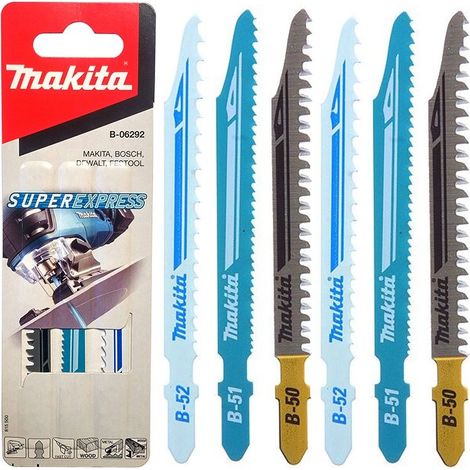 Makita B-06292 Piece Jigsaw Blades Super Express Long Life Blades Wood Metal 6PC