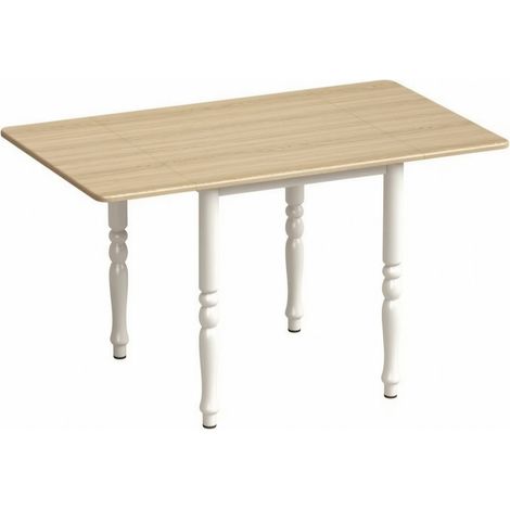 Mesa de comedor extensible para 2-6 personas 134 cm MDF y acero acabado madera natural y blanco (1/5)