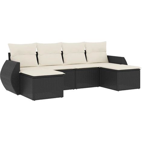 Maison Exclusive - Set Divano da Giardino 6 pz con Cuscini Nero in Polyrattan (1/5)