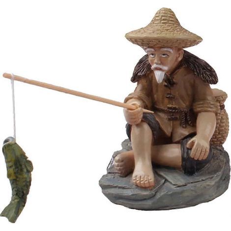 Figurine en résine représentant un pêcheur. un vieil homme pêchant. statue de jardin. décoration de porche et de cour.