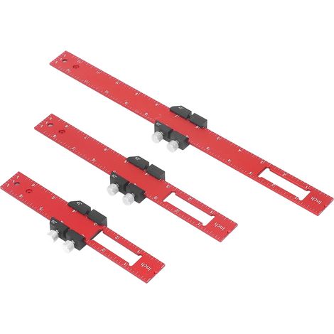 Ensemble de 3 règles de travail du bois, équerre coulissante en métal de précision en forme de T, outil de traçage et de mesure (1/5)