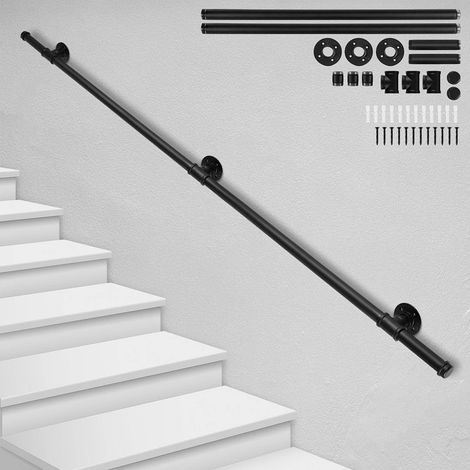 Main courante en acier inoxydable– Rampe d'escalier murale 200 cm – Résistante à la rouille et aux intempéries – Fixation murale optimisée (1/5)