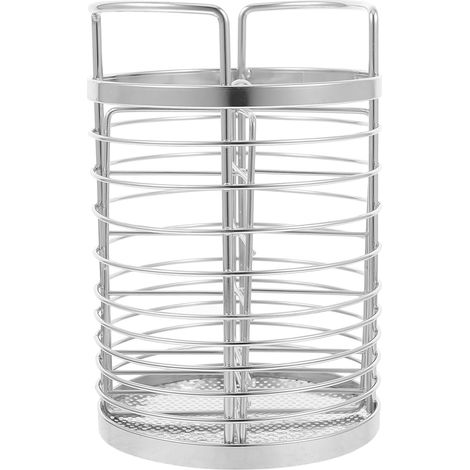 CSPARKV Stainless Steel Chopsticks Holder Cutlery Holder Kitchen Gadgets Stainless Steel Utensil Holder Rotating Pan Chopsticks Holder Practical Rotating Chopsticks Bucket Silver (1/5)