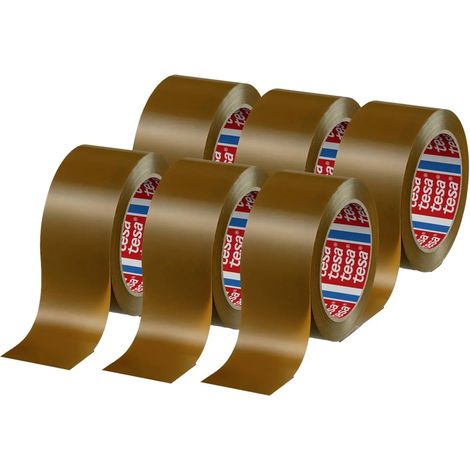 [NEUWERTIG] B-Ware Tesa Packband Paketband Braun 4124 Pvc 6 Rollen 66m X 50mm Naturkautschuk