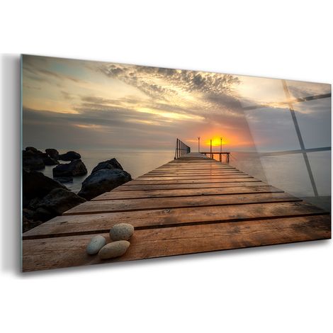 Tableau sur verre – 100 x 50 cm - Tableau mural décoratif - Verre Décorative - Paysage Marin