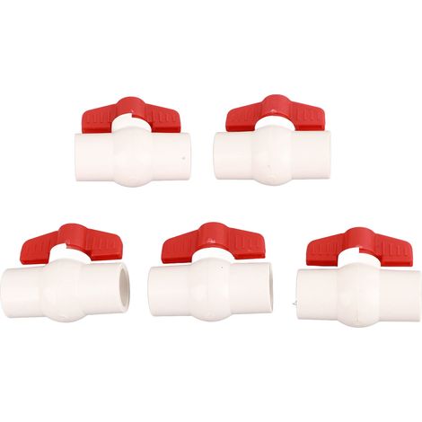 5-teiliges PVC-Kugelhahn-Set mit flachem Griff für Schwimmbecken, 25 mm/1 Zoll Wasserzufuhrschalter