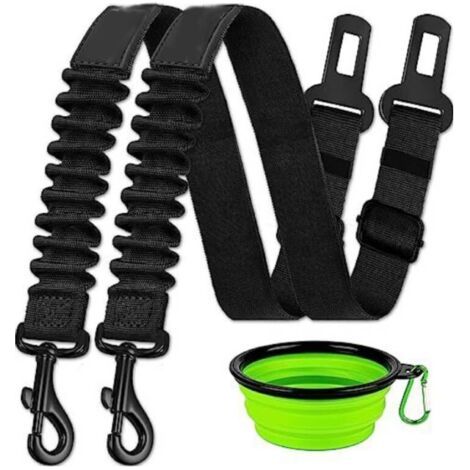 Ceinture de sécurité pour chien, ensemble de 3 pièces, ceinture de sécurité rétractable pour voiture, ceinture de sécurité réglable pour animaux de compagnie, gamelle pour chien (1/4)
