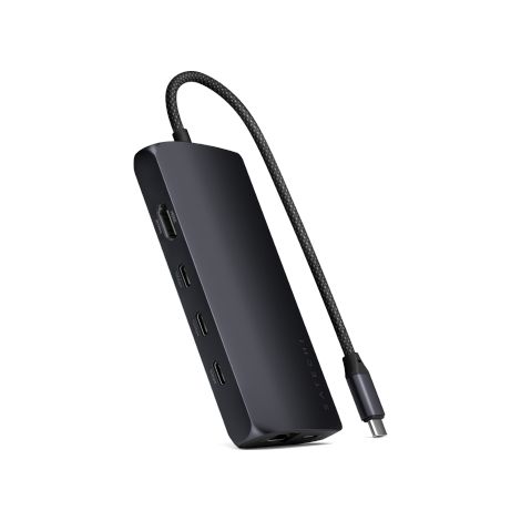 Adaptador multipuerto USB-C Satechi 8K - Adaptador USB-C (USB-C, HDMI, 3 puertos USB 3.2 Gen 2 de 10 Gbps, 1 puerto USB 3.2 Gen 1 de 5 Gbps, lector de tarjetas SD UHS-II, puerto Ethernet) (medianoche) (1/2)
