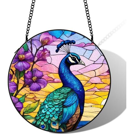 Décoration vitrail chat attrape-soleil 12,5 cm suspension fenêtre élégante cadeau maman (1/5)