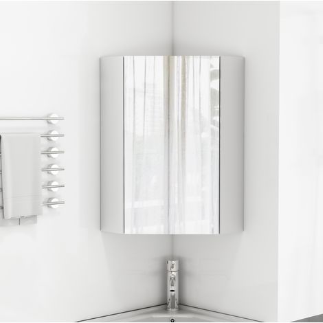 Mobile specchiera angolare per bagno con 3 specchi, cerniere ammortizzate, bianco (1/5)