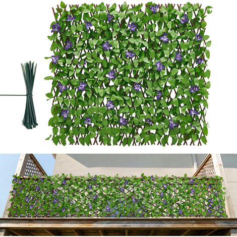 Mophorn Künstliche Hecke 65x310 cm 2-teiliges Set, Pflanzenwand aus PE, Sichtschutzzaun, Windschutz, Kunsthecke, Balkonverkleidung für Hochzeiten, Innenbereiche, Gärten und Hinterhöfe (1/5)