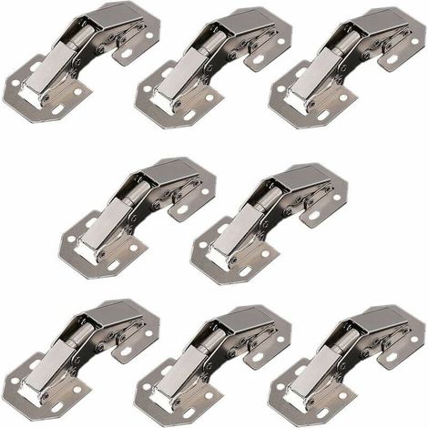 Lot de 8 charnières invisibles 90° pour meubles – Acier laminé à froid – Installation facile à 8 trous – Pour armoires et placards (1/5)