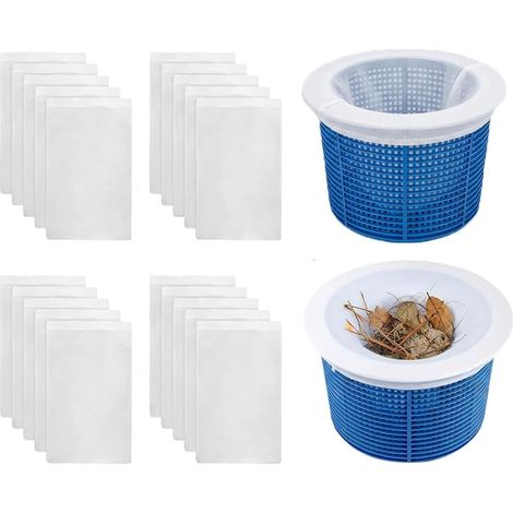 Chaussettes Skimmer Piscine, 20 Pièces S'étend jusqu'à 55 cm Filtre Skimmer Piscine Panier avec Maillage Ultra-Fin Chaussette de Piscine en Nylon Élastique pour Attraper Les Feuilles Cheveux (1/5)