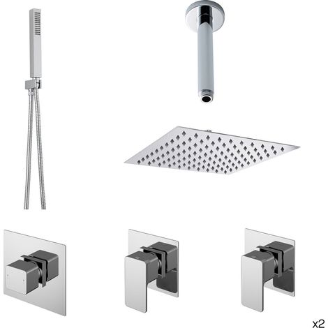 Balterley Modern Chrome Double Shower Bundle With Heads & Handsets