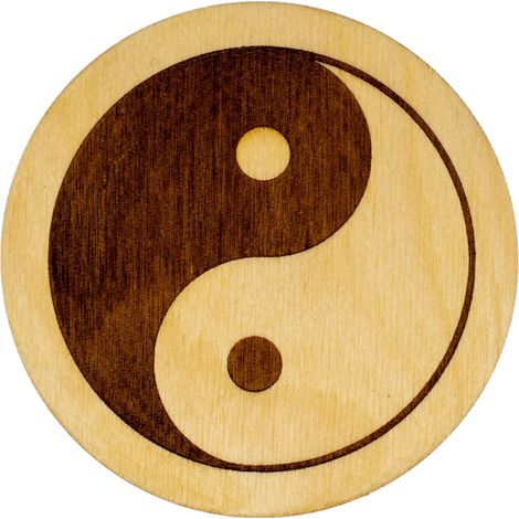 Sottobicchiere in legno Yin Yang, 10x10 cm (1/5)