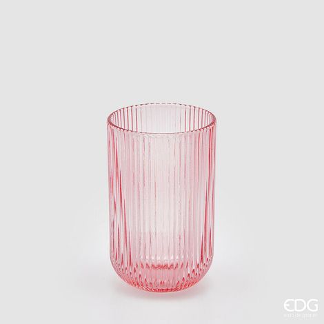 EDG Enzo De Gasperi Bicchiere Righe Tumbler H 12 Cm D 8 Cm 4 Pz Pink